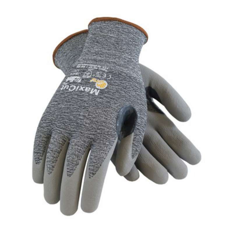 MaxiCut 3 18-570 Continuous Knit MicroFoam Nitrile Cut-Resistant Glove, Large, Green, 12 Dozen per